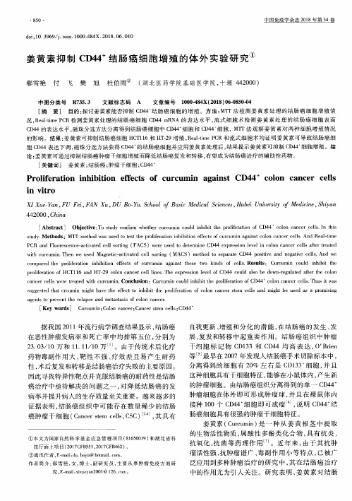 姜黄素抑制CD44^+结肠癌细胞增殖的体外实验研究