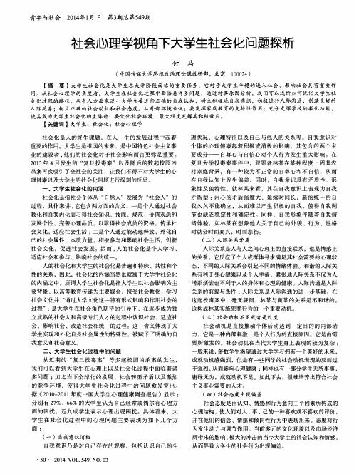 社会心理学视角下大学生社会化问题探析