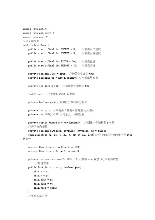 坦克大战Java代码Tank