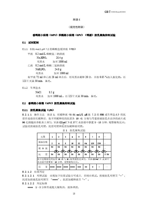 番鸭细小病毒(MPV)和鹅细小病毒(GPV)(鸭源)胶乳凝集抑制试验