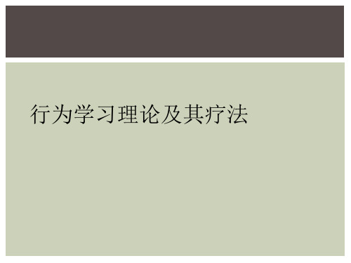 行为学习理论及其疗法