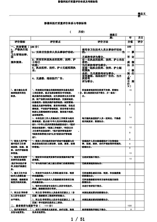 影像科医疗质量评价体系及考核标准