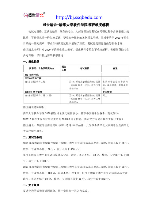 盛世清北-清华大学软件学院考研难度解析