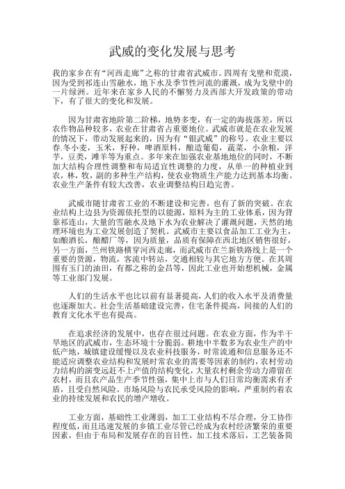 毛概调研报告 武威的变化发展与思考