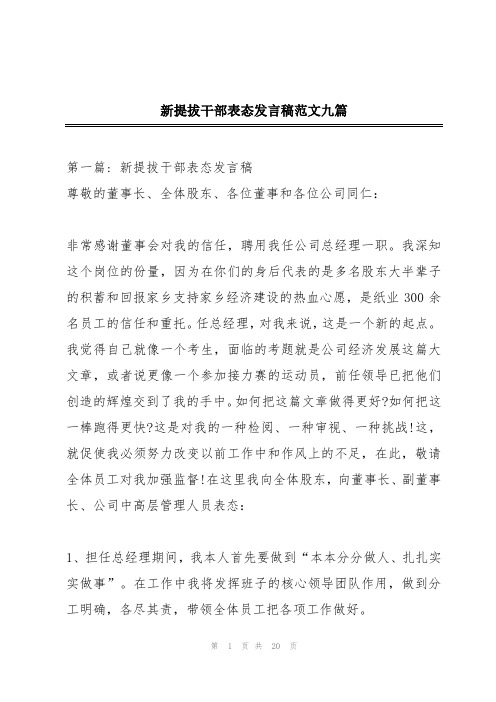 新提拔干部表态发言稿范文九篇