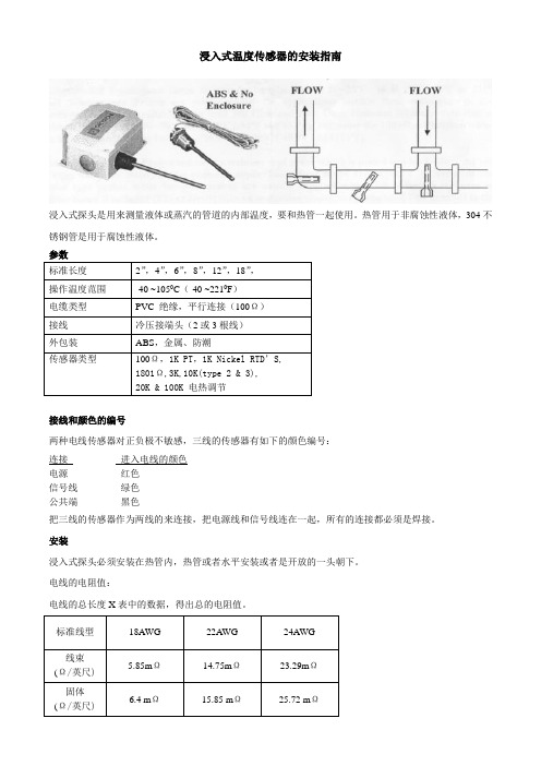 浸入式温度传感器