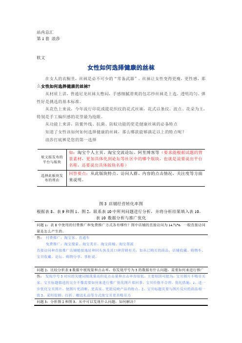 湖南省电子商务技能抽测站内推广总汇(软文+大题)