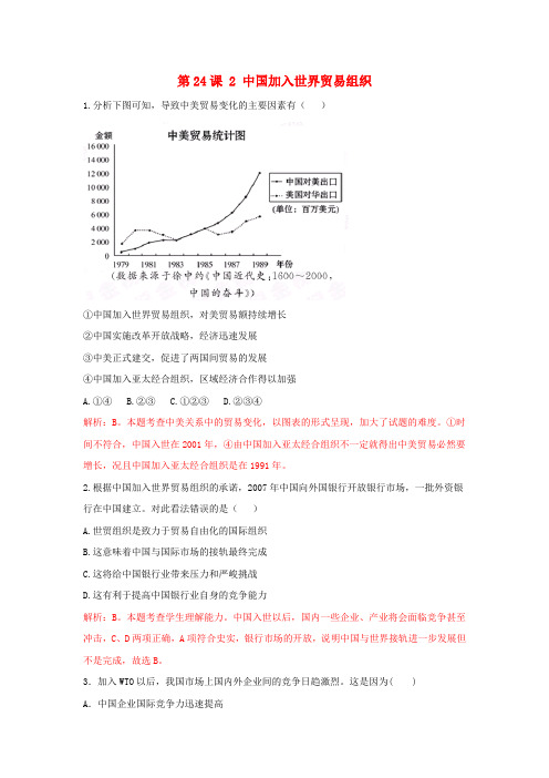 高中历史必修2重要微知识点第24课2中国加入世界贸易组织