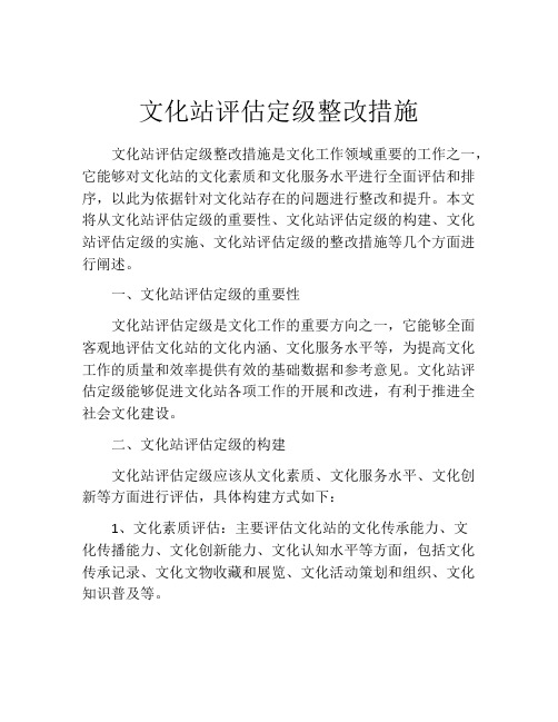 文化站评估定级整改措施