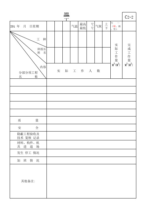 施工日记表格