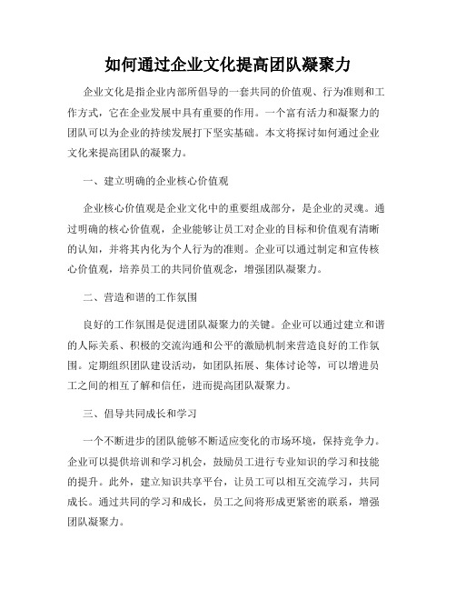 如何通过企业文化提高团队凝聚力