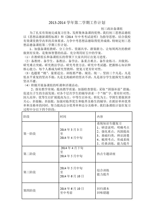 2014年3月备课组计划