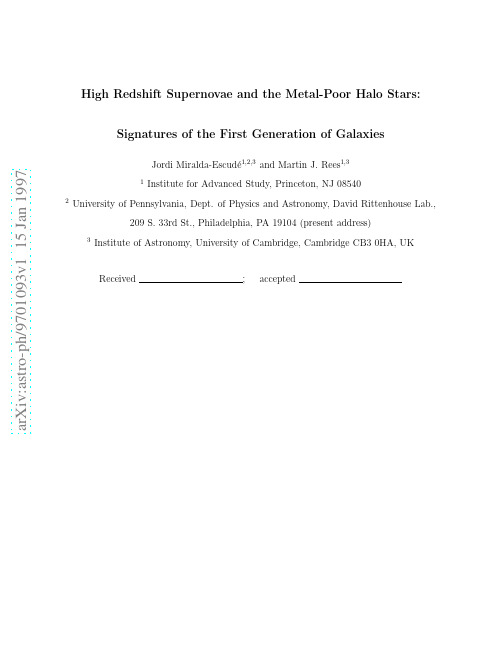 High-Redshift Supernovae and the Metal-Poor Halo Stars Signatures of the First Generation o