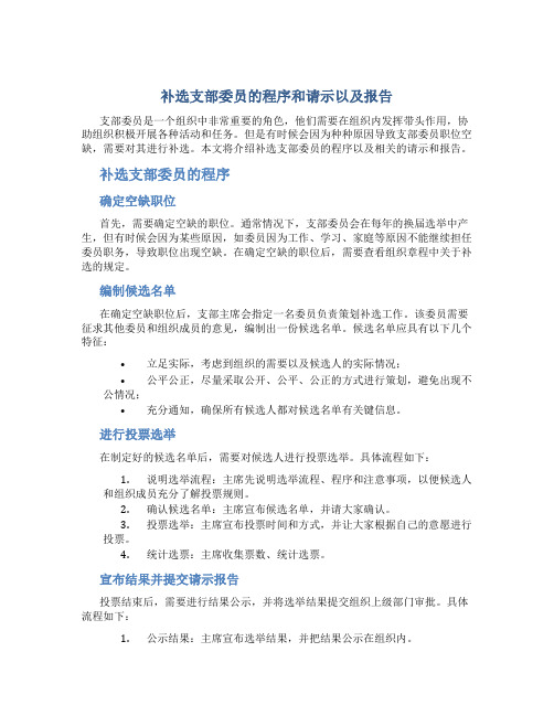 补选支部委员的程序和请示以及报告