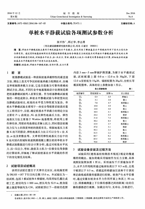 单桩水平静载试验各项测试参数分析