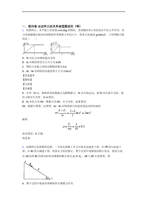 人教版高一物理上册 运动和力的关系专题练习(解析版)