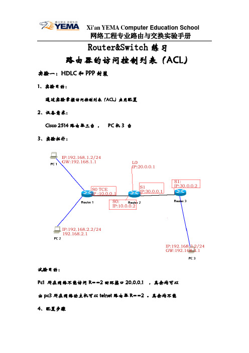 Router&Switch路由器的ACL访问控制列表设置