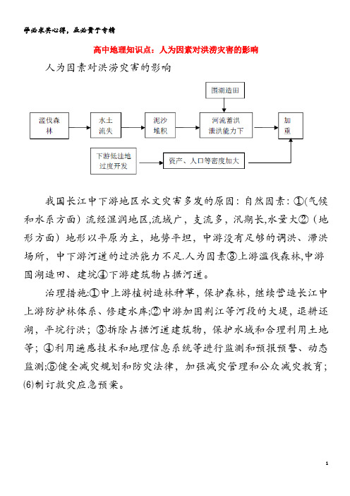 高中地理知识点 人为因素对洪涝灾害的影响素材