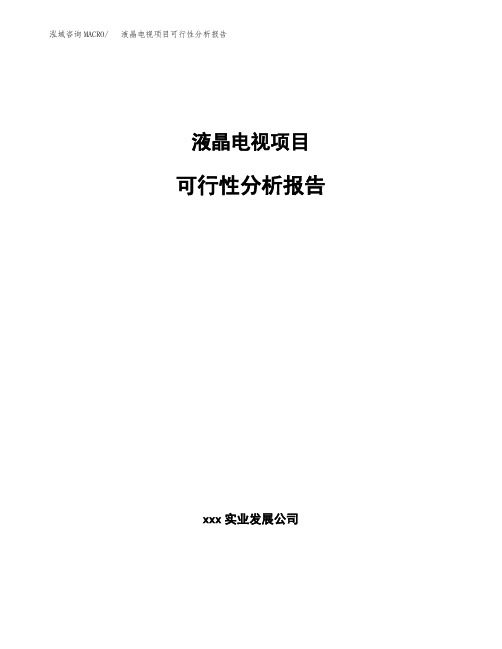 液晶电视项目可行性分析报告