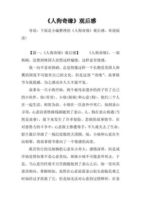 《人狗奇缘》观后感