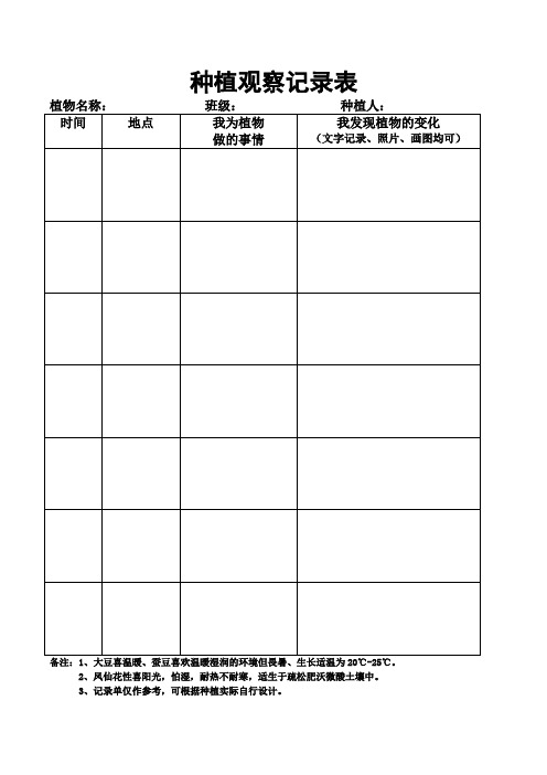 种植观察记录表