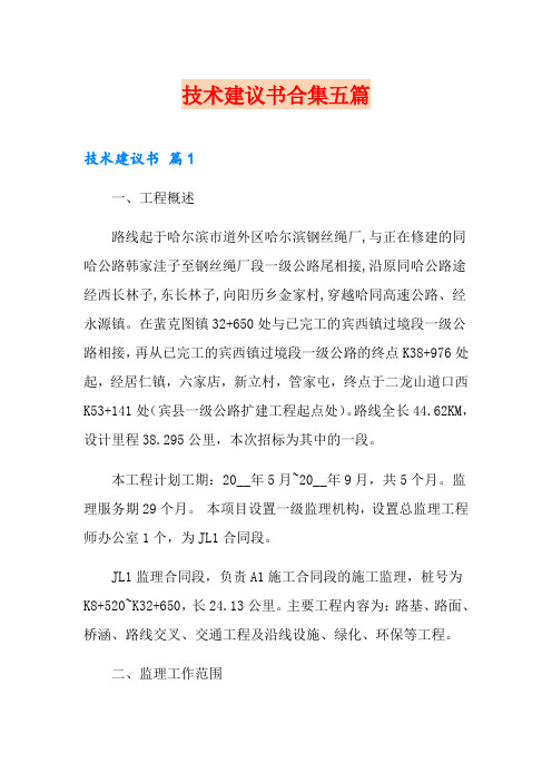 技术建议书合集五篇