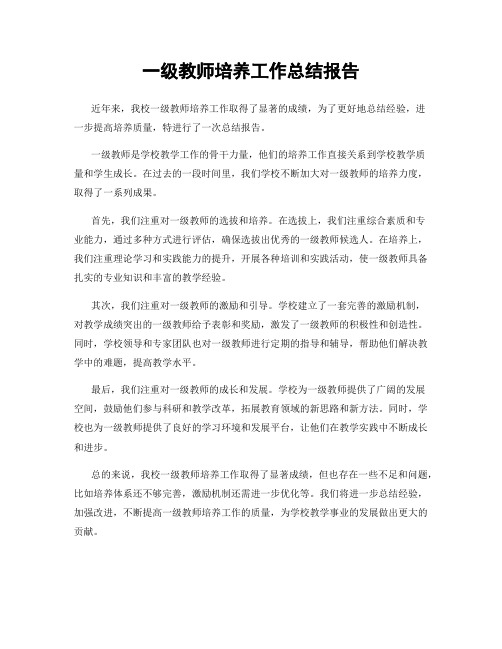 一级教师培养工作总结报告