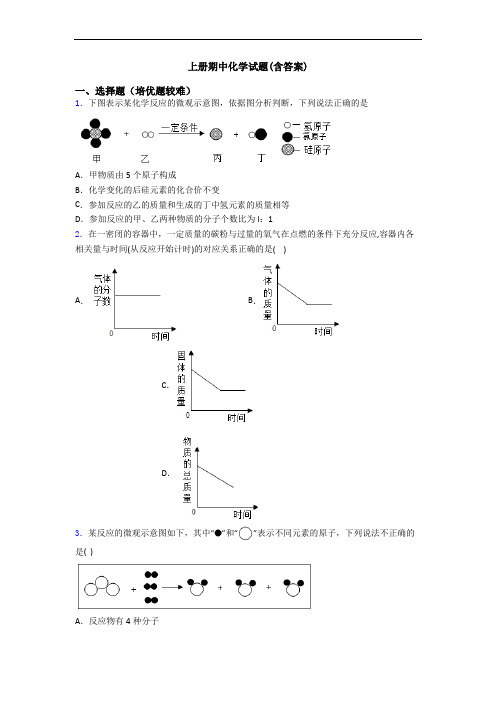 初三化学上册期中化学试题(含答案)