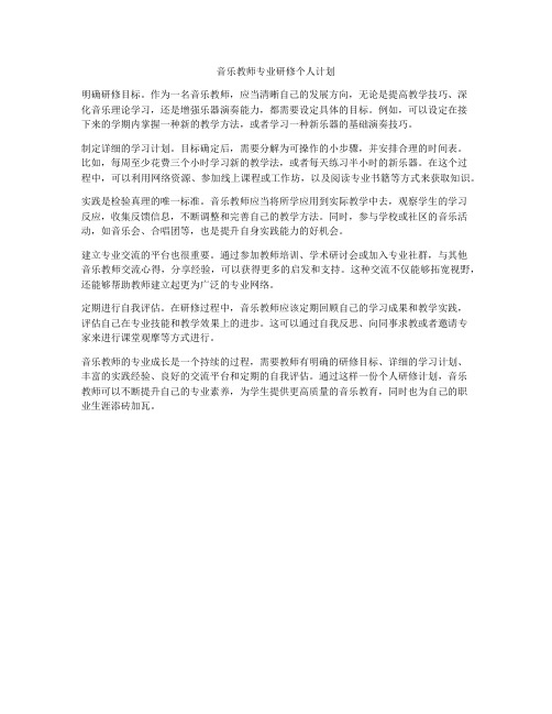 音乐教师专业研修个人计划