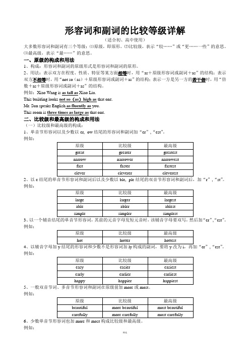 形容词和副词的比较等级详解