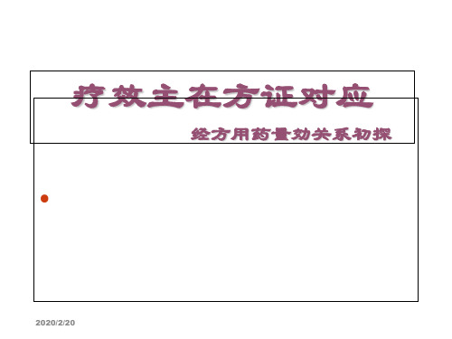 疗效主在方证对应量效的关系课件