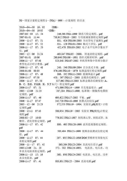 1400多个国家计量检定规程汇总(JJG_标准)