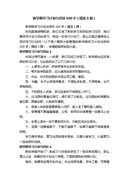 新学期学习计划与目标300字（精选5篇）