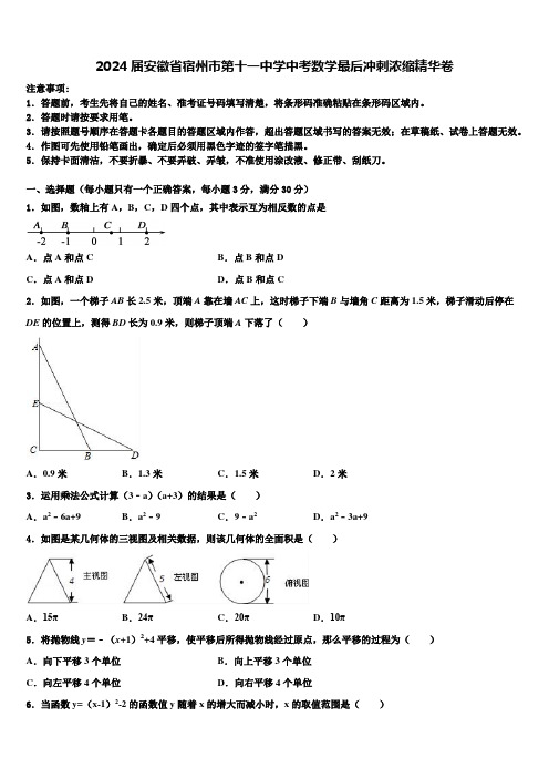 2024届安徽省宿州市第十一中学中考数学最后冲刺浓缩精华卷含解析