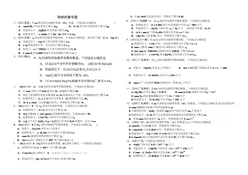 2012高三化学二轮复习专项练习(广东 各市调研、模拟、真题试题)物质的量 离子反应 专 题