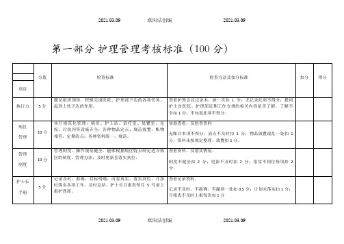 护理部护理质量考核标准之欧阳法创编