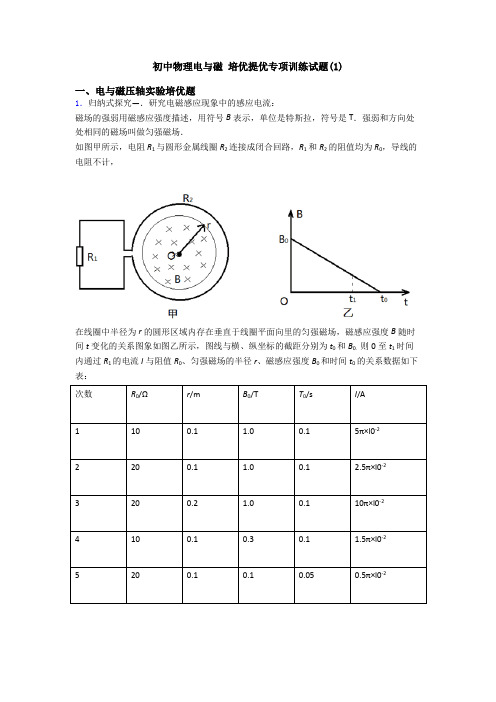 初中物理电与磁 培优提优专项训练试题(1)