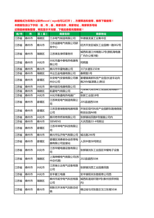 2020新版江苏省泰州市电器有限公司工商企业公司商家名录名单黄页联系电话号码地址大全639家