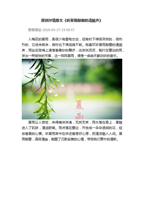 原创抒情散文《听夏雨敲窗的清脆声》