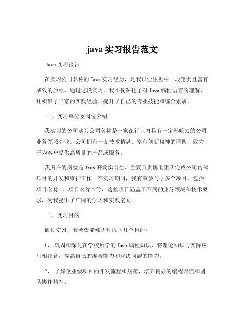 java实习报告范文