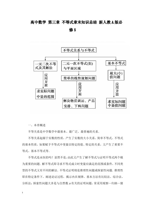 【高中教育】高中数学 第三章 不等式章末知识总结 新人教A版必修5.doc