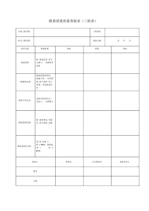 公路道路三检表格