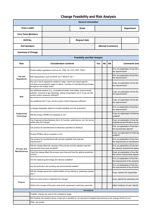 变更可行性和风险评估表(英语版)