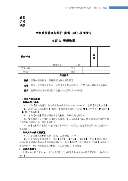 《网络系统管理与维护》实训报告