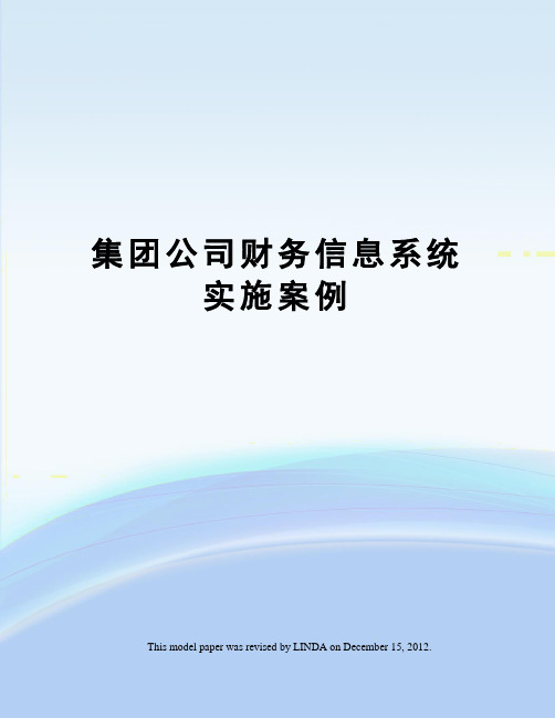 集团公司财务信息系统实施案例