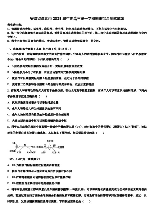 安徽省淮北市2025届生物高三第一学期期末综合测试试题含解析