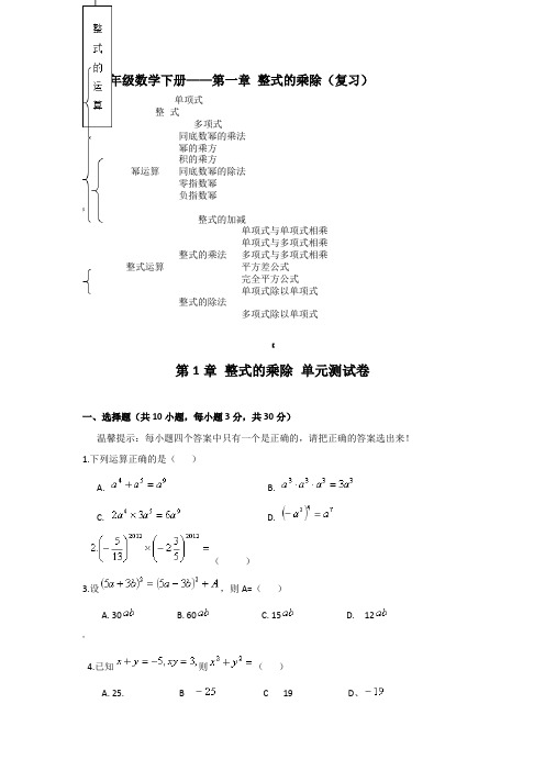 七年级数学下册第一单元