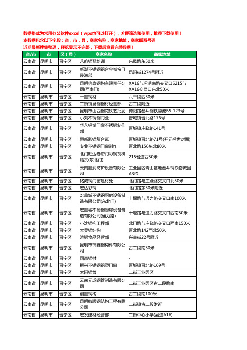 2020新版云南省昆明市晋宁区钢材工商企业公司商家名录名单联系电话号码地址大全89家