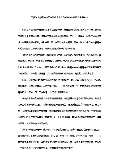 了解清热解毒中成药有哪些?学会日常养护你的肝会很感激你