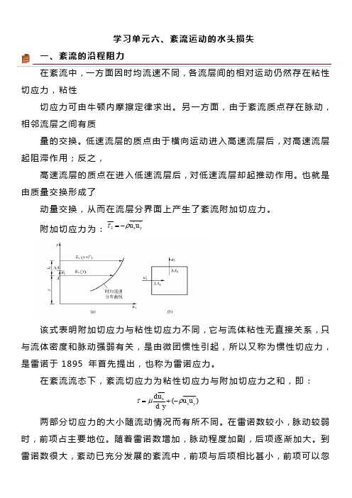 4.6 紊流运动的水头损失——学习材料